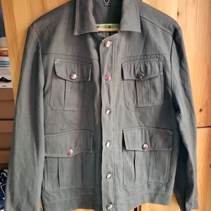 La Merde Men's Green Military Style Cotton Jacket Size Large